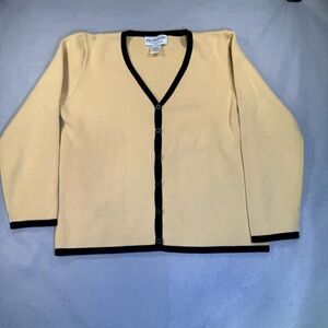 Pendleton Light Yellow Cardigan with Black Trim